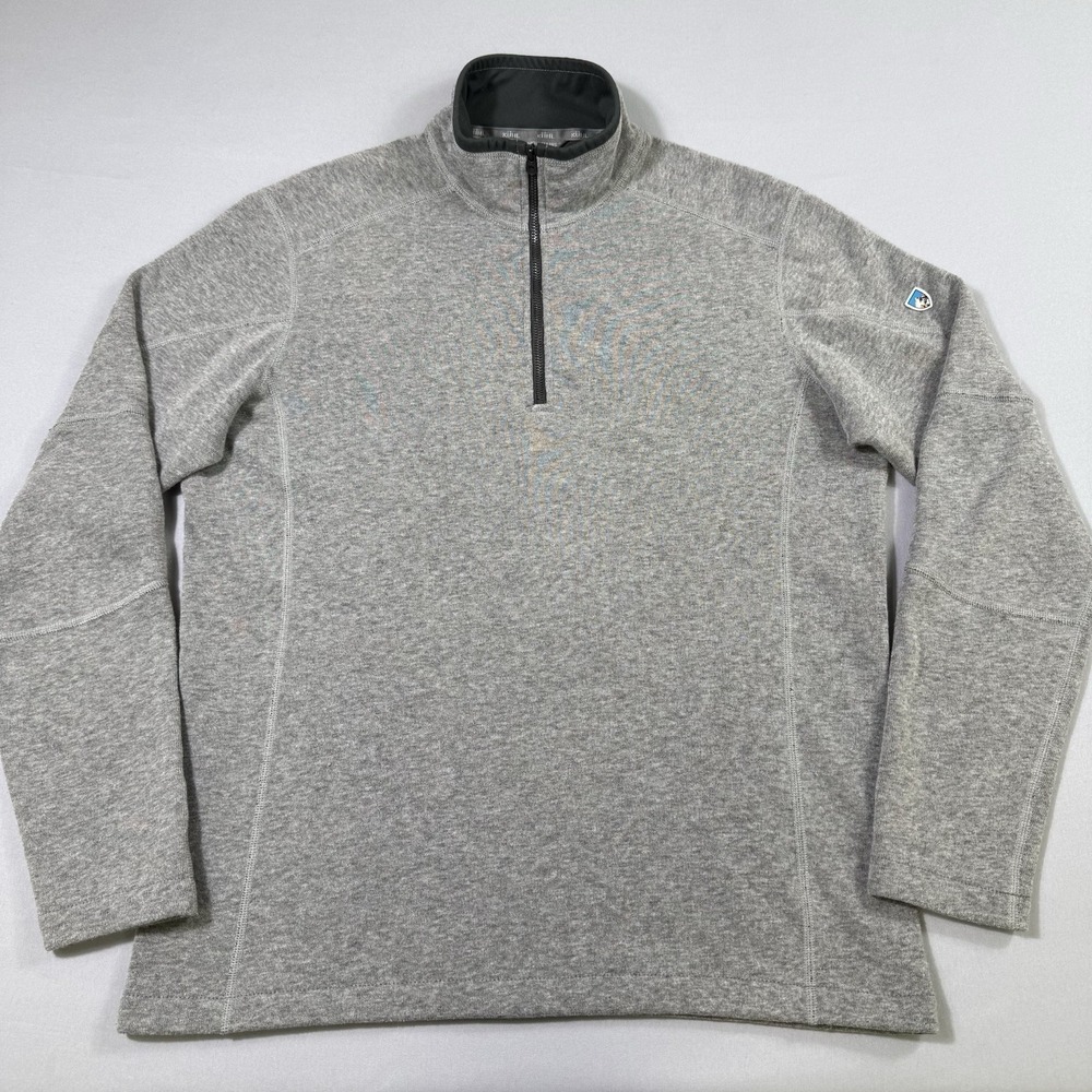 Kuhl Revel 1/4 Zip Sweater Mens Medium Gray Heathered Fleece Hiking Gorpcore EUC